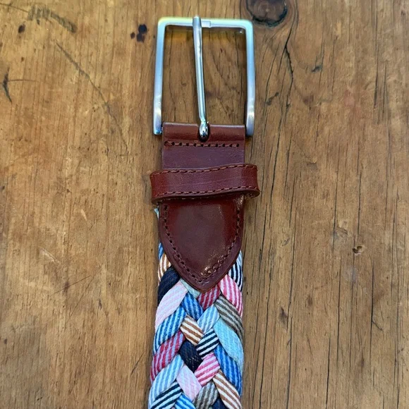 Peter Millar braided cotton/leather belt made in Italy